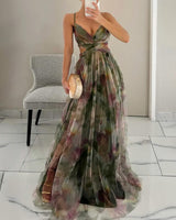 Nalina - Fließendes geblümtes Maxikleid – Grün