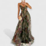 Giselle | Maxi Kleid Premium Blumenmuster – Grün