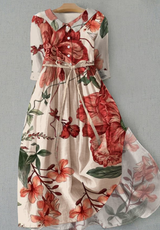 Ilse - Vintage-Blumenkleid – Rot
