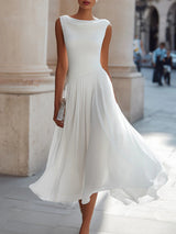 Vireen - plissiertes Midikleid – Weiß