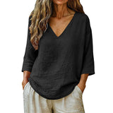Rhianna - Elegante Bluse mit V-Ausschnitt – Schwarz