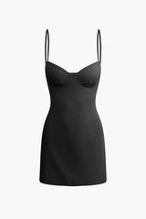 Scarlett | Figurbetontes Spaghetti-Träger-Kleid – Klassischer Chic mit femininer Note – Schwarz