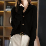 Greta | Stilvolle, bequeme, weiche Strickjacke – Schwarz