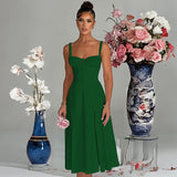 Renata - Midikleid mit Korsett und Öffnung – Grün