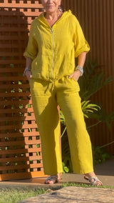 Florina - Set aus Hoodie mit Reißverschluss und Hose – Gelb