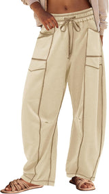 LINA | Barrel-Pants – Weite Sommer-Loungehose für jeden Moment – Hellkhaki