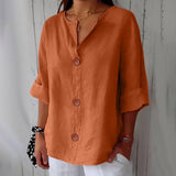 Piera - Luftige Leinenbluse – Orange