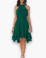 Damen Elegantes Rüschendes Kleid | Midi Festliches Kleid – Grün