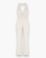 Damen Stilvoll Tief Schnitt Jumpsuit | Elegante – Weiß