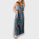 Tivola – Weit geschnittener Blumen-Denim-Overall – Blau