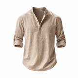 Galeazzo – Langärmliges Hemd Aus Baumwoll-Leinen – Beige