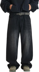 Marcel | Modische Baggy Jeans mit Weitem Bein – Schwarz
