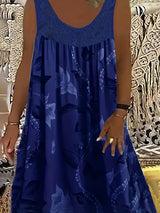 Samudri - Lockeres Armelloses Maxi Kleid Mit Rundhalsausschnitt – Marineblau
