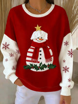 Sanne - Weihnachtspullover mit Schneemann-Design – Mehrfarbig