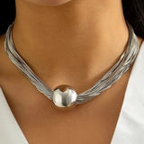Verstellbare Edelstahl Halskette mit Glänzender Kugel – Elegant – Silber