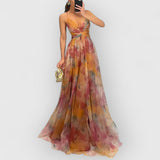 Verity | Maxikleid mit Blumenprint – Orange