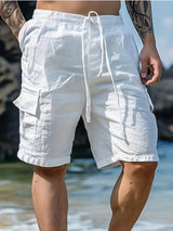 Raekwon – Leinen-Shorts Mit Elastischem Bund Und Kordelzug – Weiß