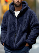 Konrad | Kuschelige Fleecejacke mit Kapuze – Blau