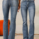 Evarra - Ausgestellte High-Waist-Jeans aus weichem Stretch – Meerblau