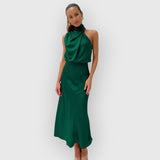 Shenna | Kleid mit Neckholder – Grün