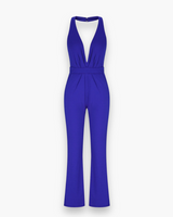 Damen Stilvoll Tief Schnitt Jumpsuit | Elegante – Blau