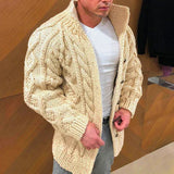 Benjamin - Herrenstrickjacke mit Stehkragen – Khaki