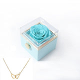 180° Roos Geschenkbox™ | Mit Gravierter Love Kette – Blaue Box