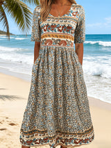 Jeeni – Kurzärmeliges Kleid Mit Blumenmuster – Grau