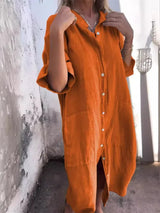 Paige - Knopf-Breeze Kleid – Orange