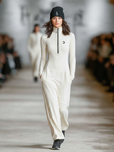 Elise - Soft-Touch-Maxikleid mit Stehkragen und Reißverschluss – Elfenbeinweiß