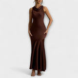 Lennon - Elegantes Satin-Maxi-Kleid – Braun
