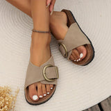 Valencia – Damen-Sandalen mit Schnallenriemen aus Kork – Khaki