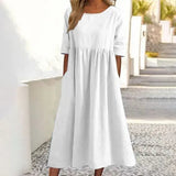 Lässiges Damenkleid | Midi – Weiß