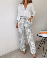 Kammay | Stilvolle Pantalon mit gratis Bluse & Gürtel – Grau