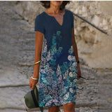 Elena - Kleid mit Blumenmuster – Marineblau