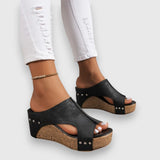 Vicky – Keilabsatz Sandalen – Schwarz