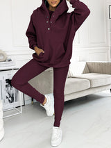 Amélie | Elegantes Sweatshirt-Set – Dunkelviolett