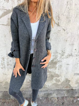 Isabella – lässige lange jacke mit umschlag – Grau