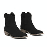 Sadie | Gepolstert Runde Spitze Cowboy-Stiefeletten – Schwarz