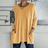 Margot | Tunika-Länge Seitentaschen Top – Orange