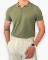 Herren Klassisches Polo Shirt | V-Kragen Poloshirt – Grün
