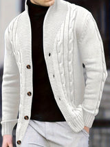Victor | Zopfstrickjacke mit Knöpfen – Weiß