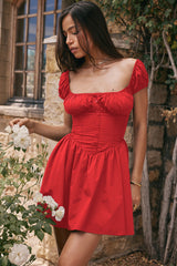 Sabrina - Kurzes Kleid mit Korsett – Rot