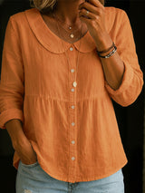 Arlira - Bluse mit Peter-Pan-Kragen aus weichgriffigem Leinen – Orange