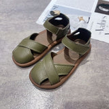 Vera - Flache Crossover-Sandalen mit gepolsterter Sohle – Grün