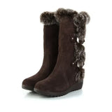 Mittellange winterschuhe für damen mit warmem fellfutter – Hellbraun