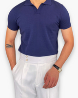 Herren Klassisches Polo Shirt | V-Kragen Poloshirt – Blau