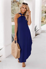 Jezrah - Halter Breeze Kleid – Marineblau