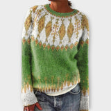 Fiona | Warmer Strickpullover mit Muster – Grün