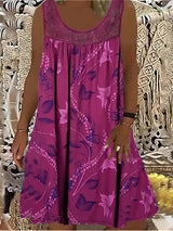 Samudri - Lockeres Armelloses Maxi Kleid Mit Rundhalsausschnitt – Rosa